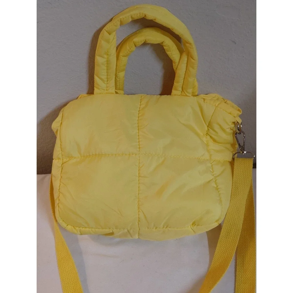OFFLINE By Aerie Puff Love Tote Bag Natural Yellow Quilted Puffy Crossbody 10.5